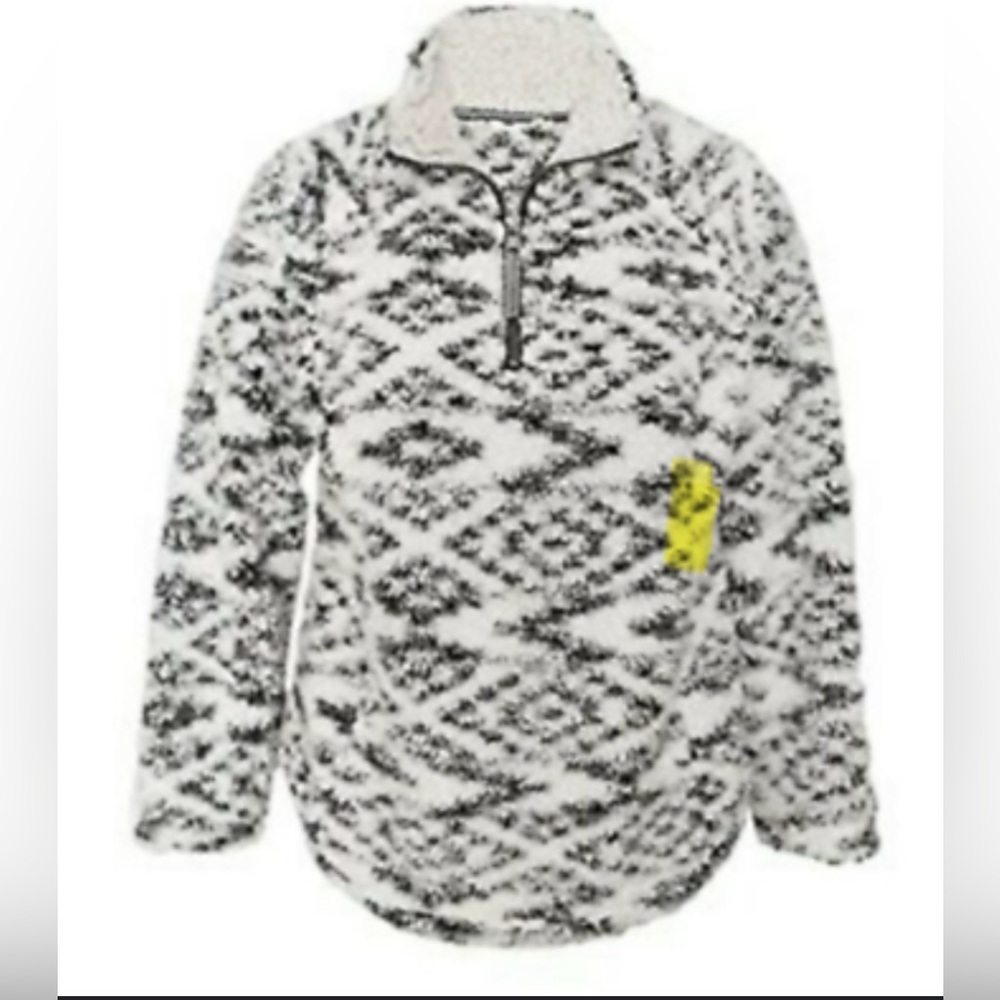 Cozy Sherpa Aztec pattern Half‎ Zip Sweater womens medium